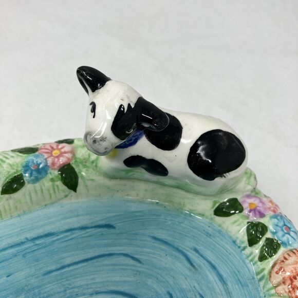 Mercuries Country Farm Childs Tea Set Tray Hand Painted Cow By Lake Replacement - Picture 9 of 10